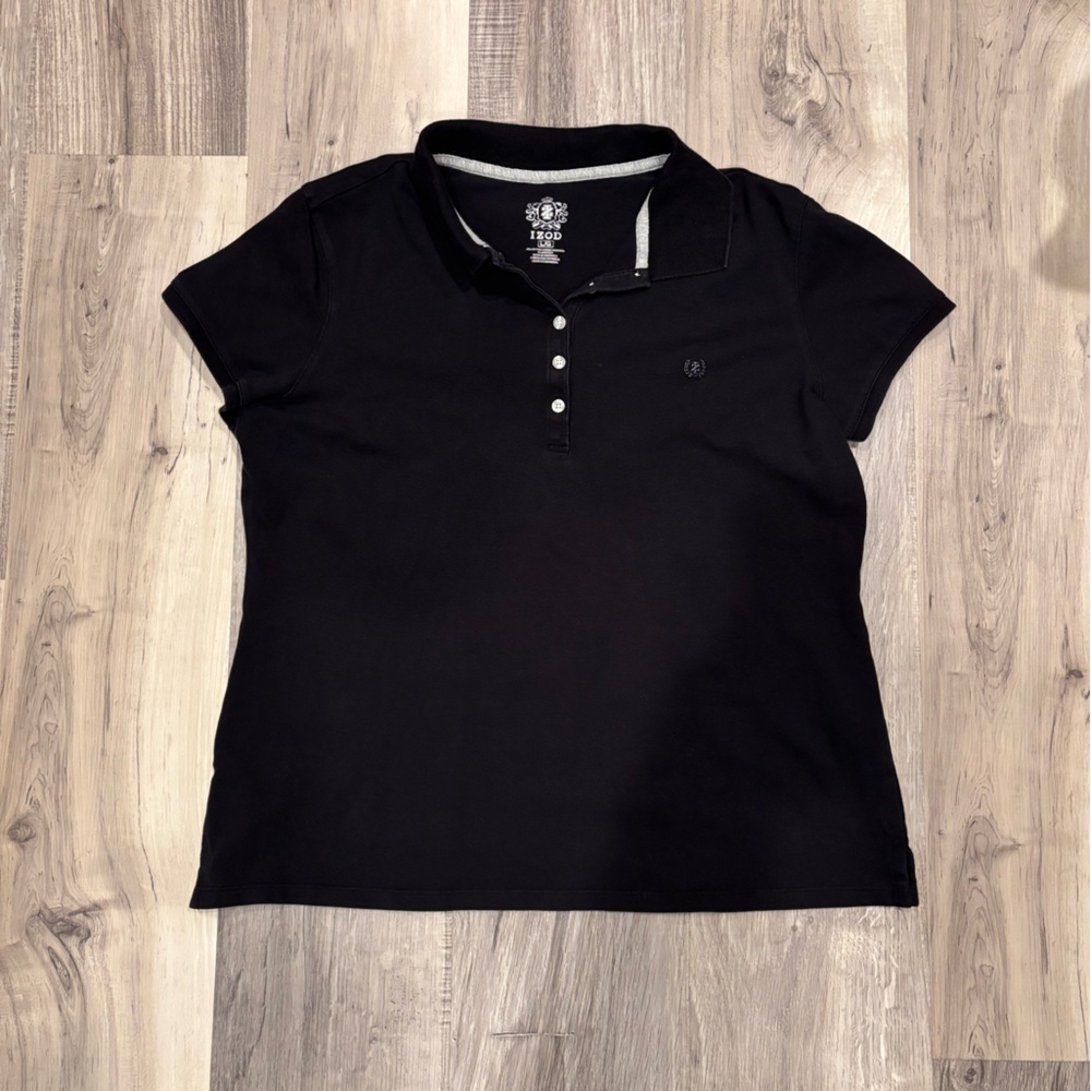 IZOD Black Collared Shirt Large